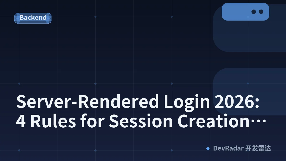 Server-Rendered Login 2026: 4 Rules for Session Creation, Verification, Refresh &amp; Logout