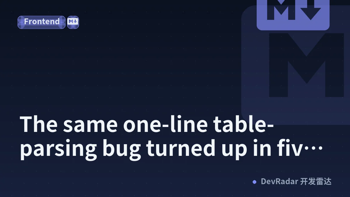 The same one-line table-parsing bug turned up in five separate tools. I fixed it four times.
