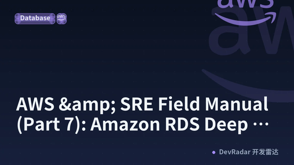 AWS &amp; SRE Field Manual (Part 7): Amazon RDS Deep Dive: Architecture and High Availability