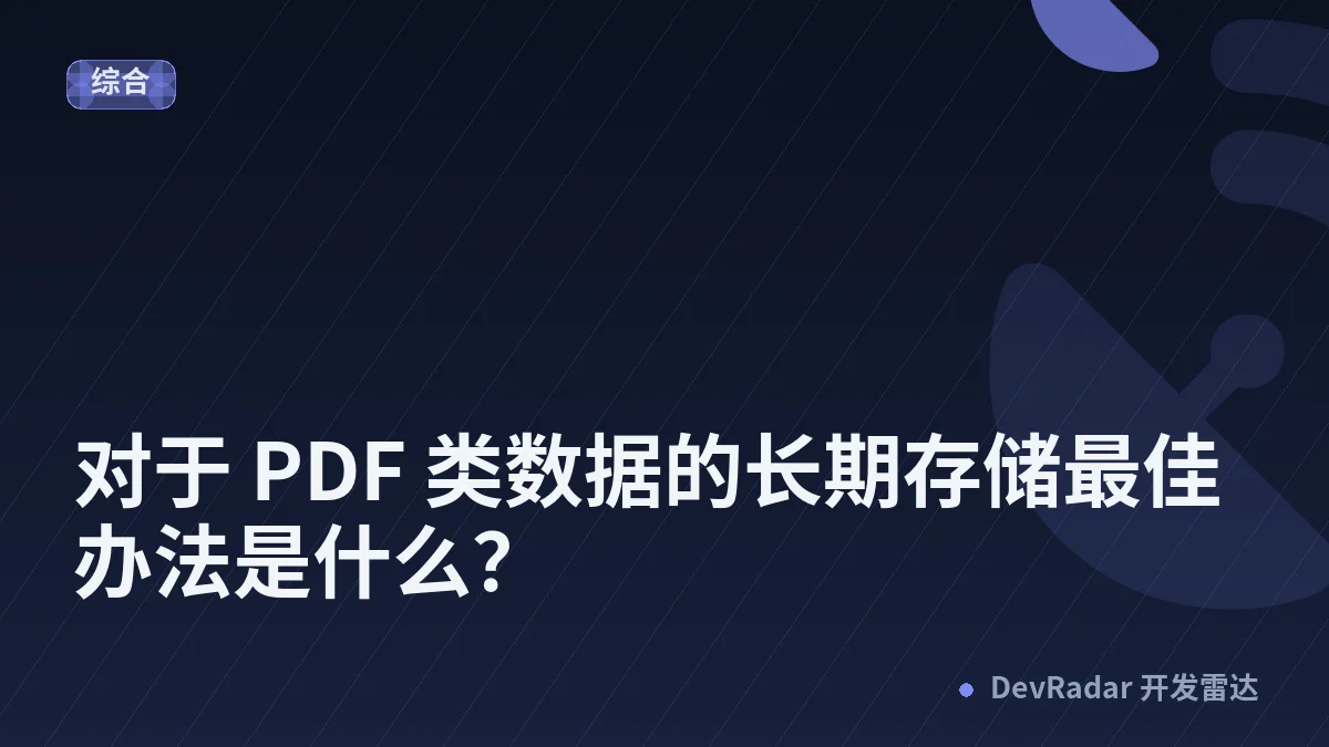 对于 PDF 类数据的长期存储最佳办法是什么？
