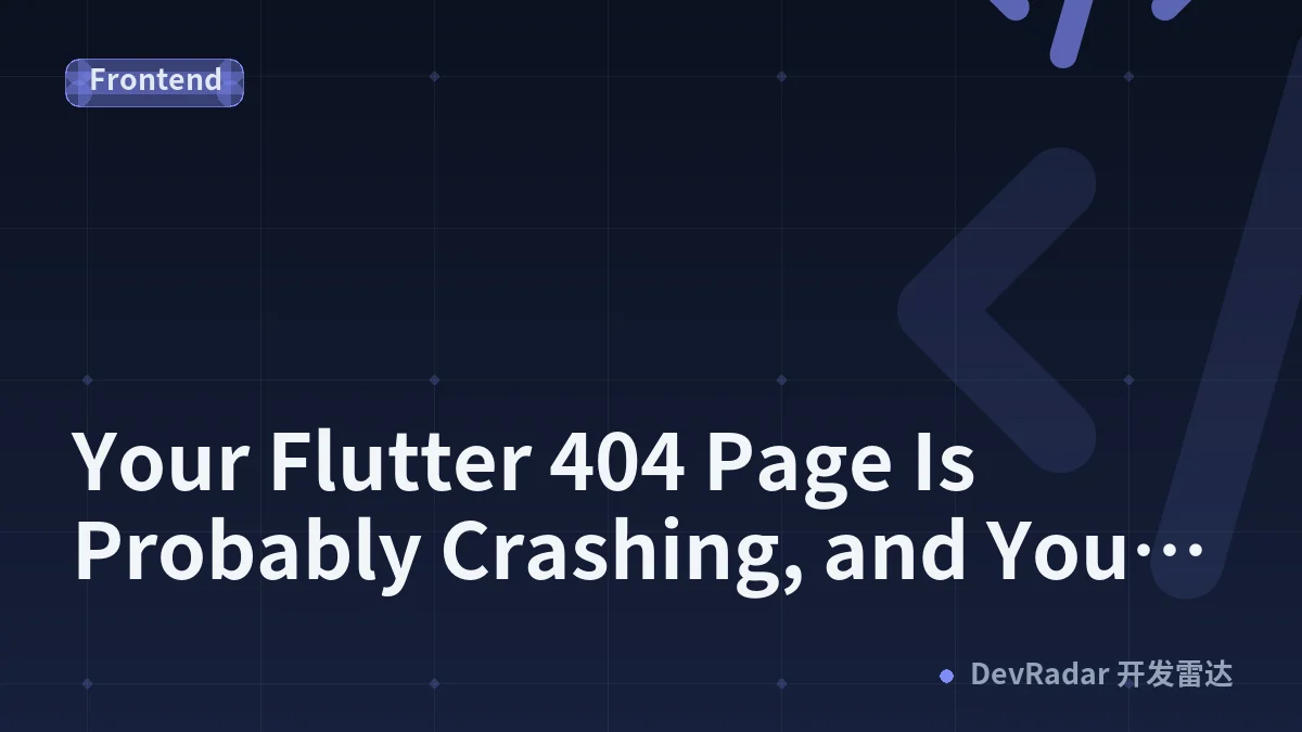 Your Flutter 404 Page Is Probably Crashing, and Your Server Is Probably Lying About It