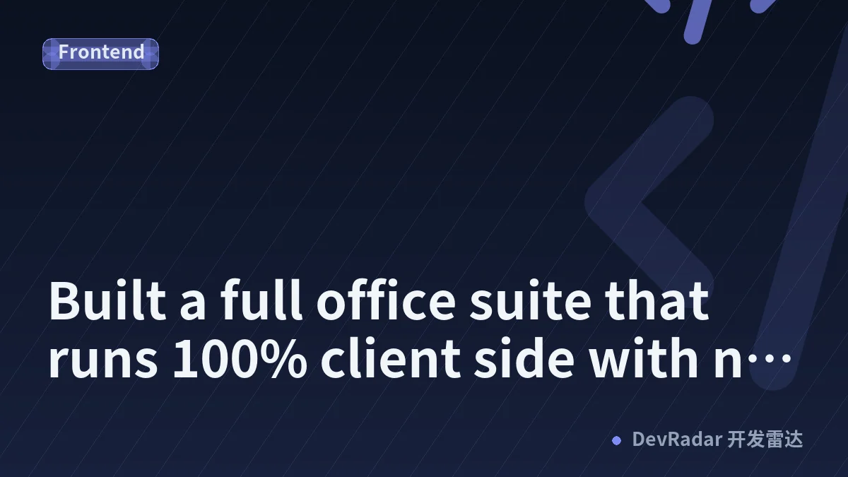 Built a full office suite that runs 100% client side with no backend, sharing for feedback (Showoff Saturday)